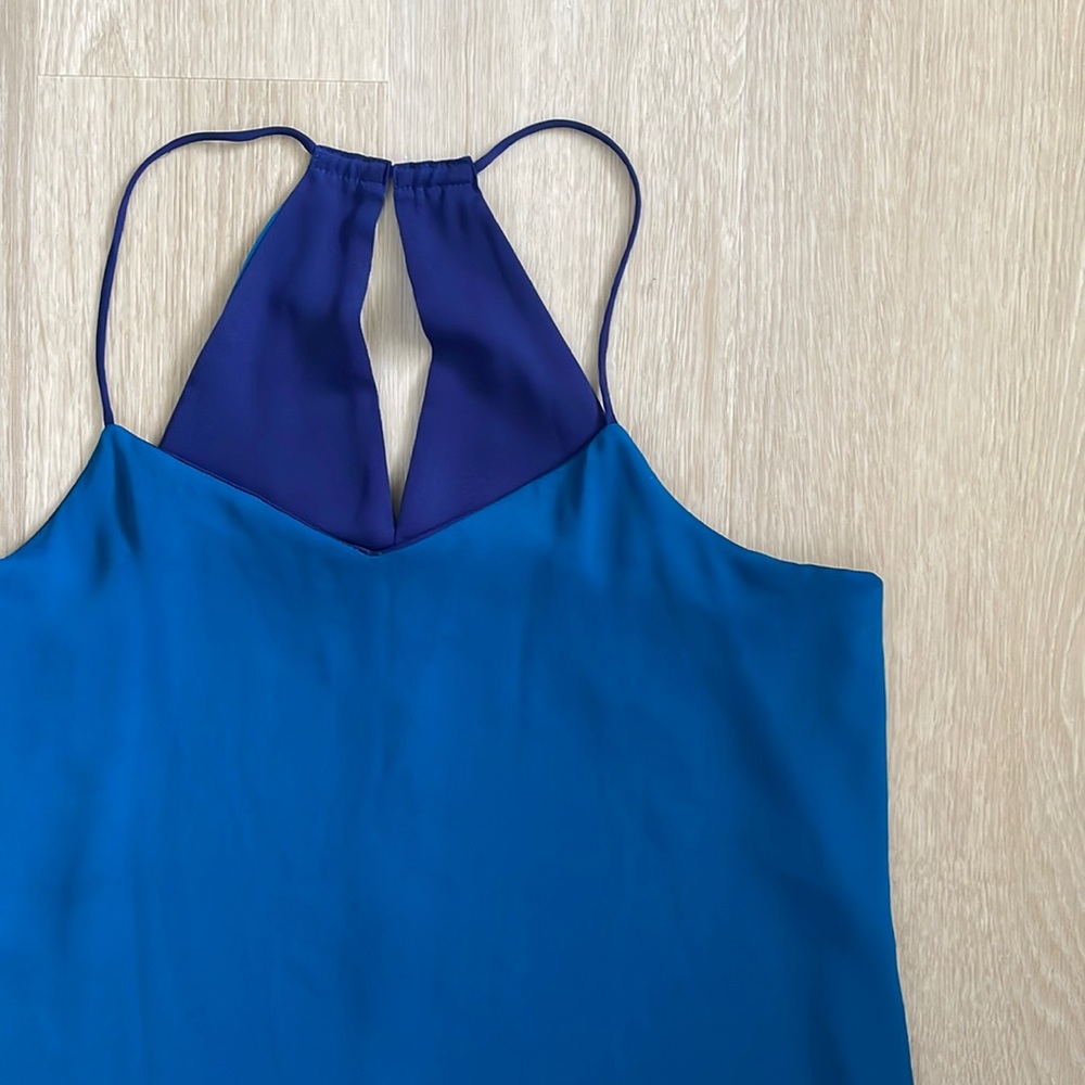 express | navy, teal reversible blouse